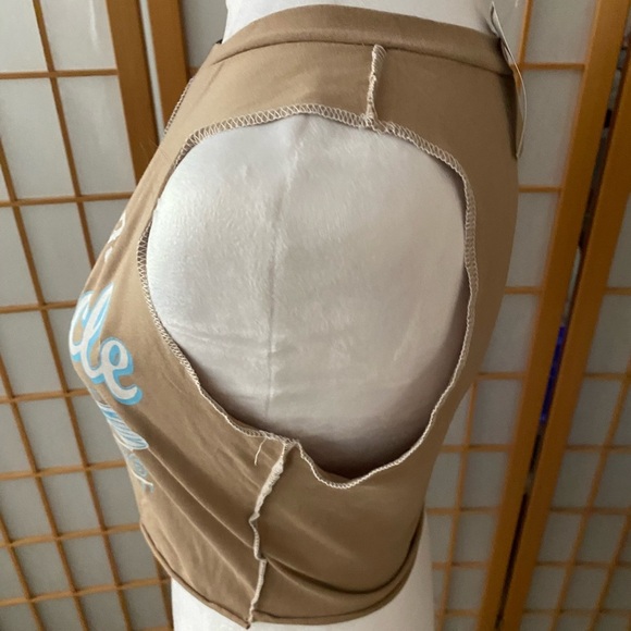 New Nwt Madrag Crop Motorcycle Rock Tank Top Juniors Large Brown Grunge Graphic - Picture 3 of 5